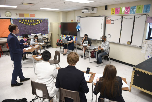 Classroom with Judges watching a performance Classroom with Judges watching a performance