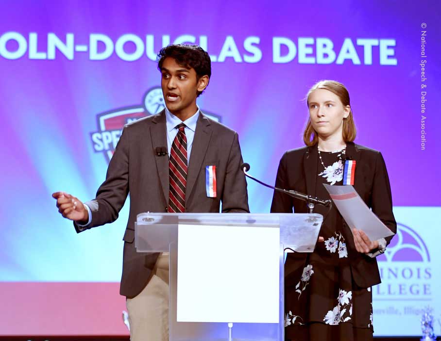 Two Lincoln-Douglas Debate competitors at the National Tournament