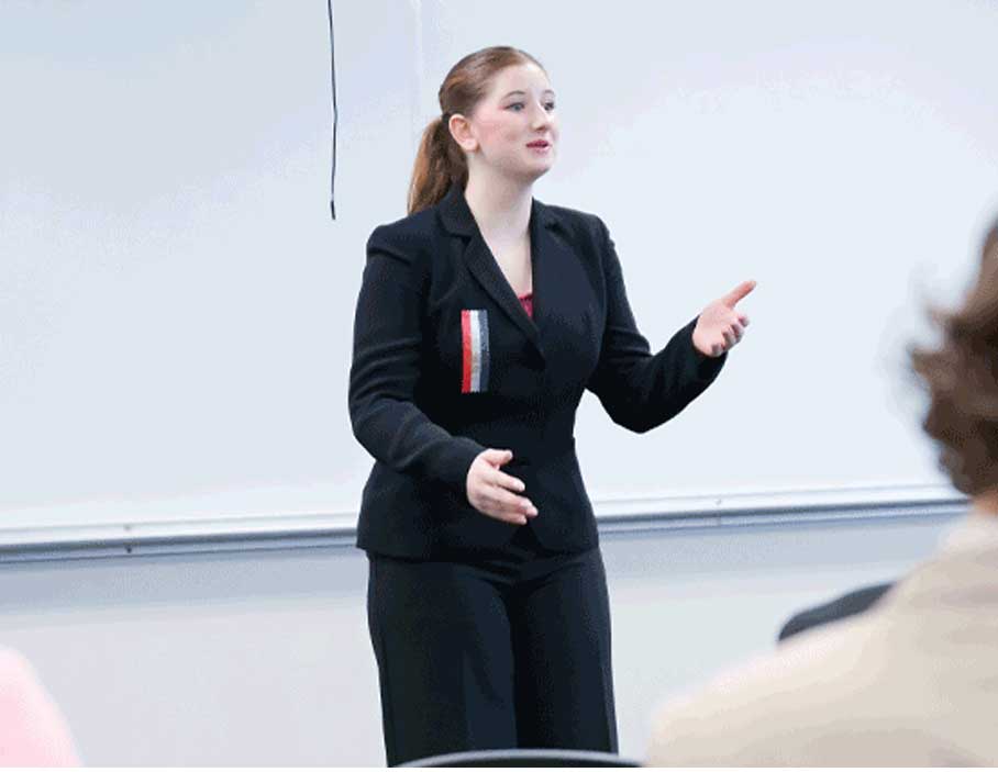 Student competing at the National Tournament in a classroom