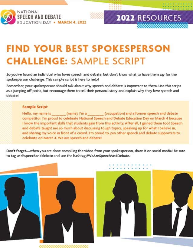 Find Your Best Spokesperson Challenge Sample Script Find Your Best Spokesperson Challenge Sample Script
