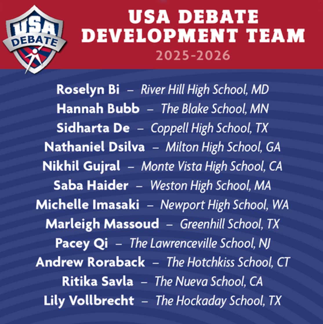 USA Debate Development Team 2025-2026